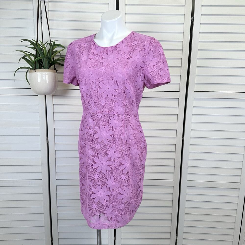 Rachel Parcell Pink‎ Cap Sleeve Lace Sheath Dress Back Zip Womens Size 10